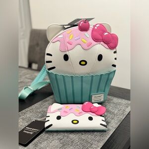Loungefly Sanrio Hello Kitty Cupcake Backpack and Wallet